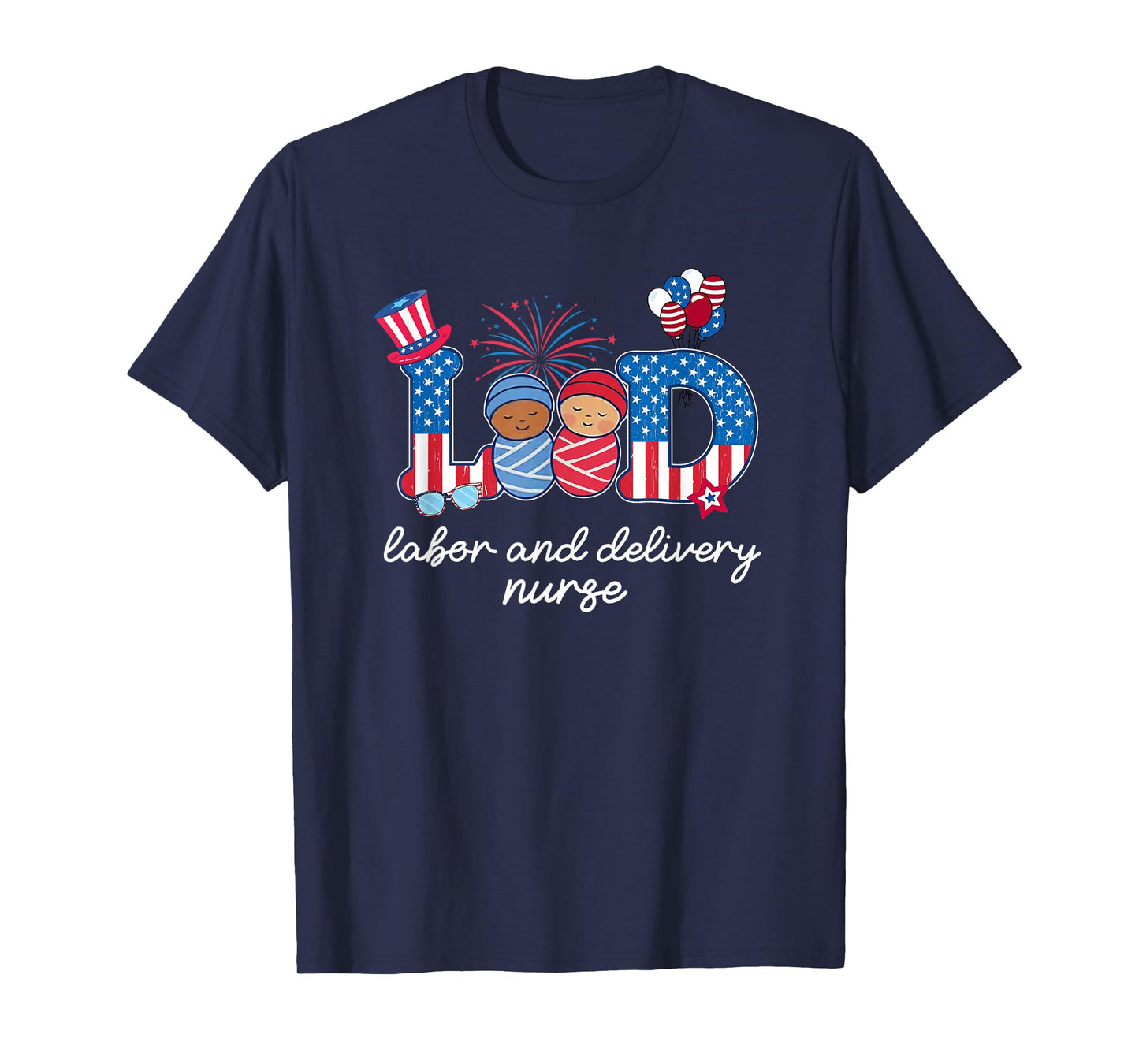 4th Of July Labor And Delivery L&D Nurse Baby American Flag T-Shirt