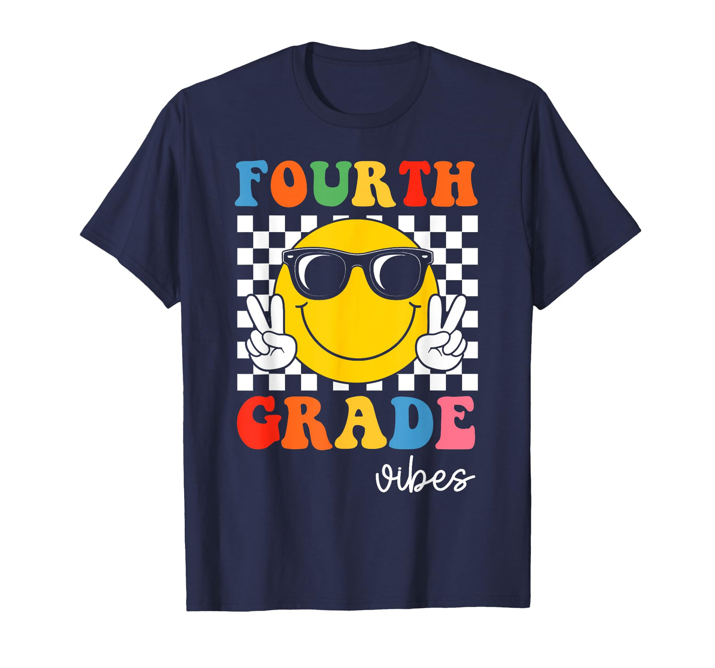 Fourth Grade Vibes Retro Smile Teacher Kids Team 4th Grade T-Shirt