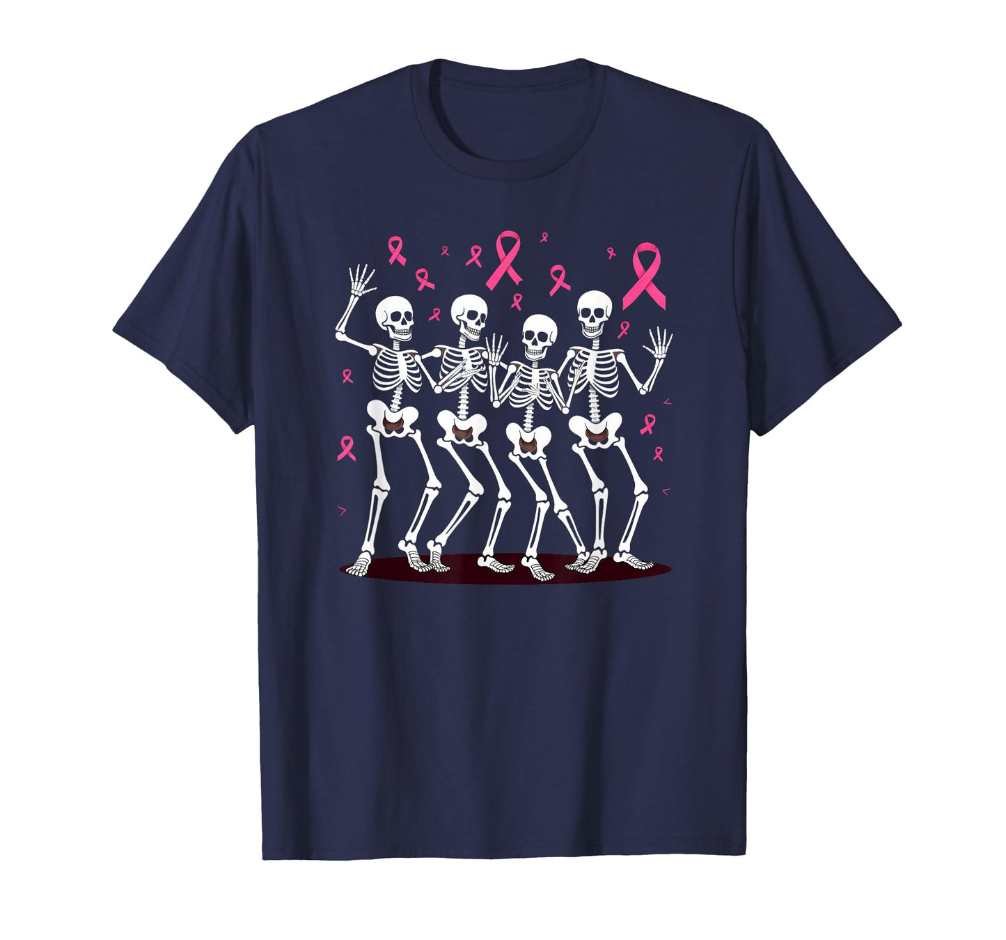 Breast Cancer Awareness Skeleton Dancing Halloween T-Shirt