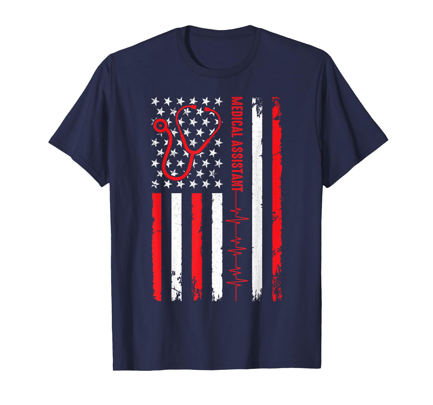 Patriotic Medical Assistant American Flag Nurse Heart T-Shirt