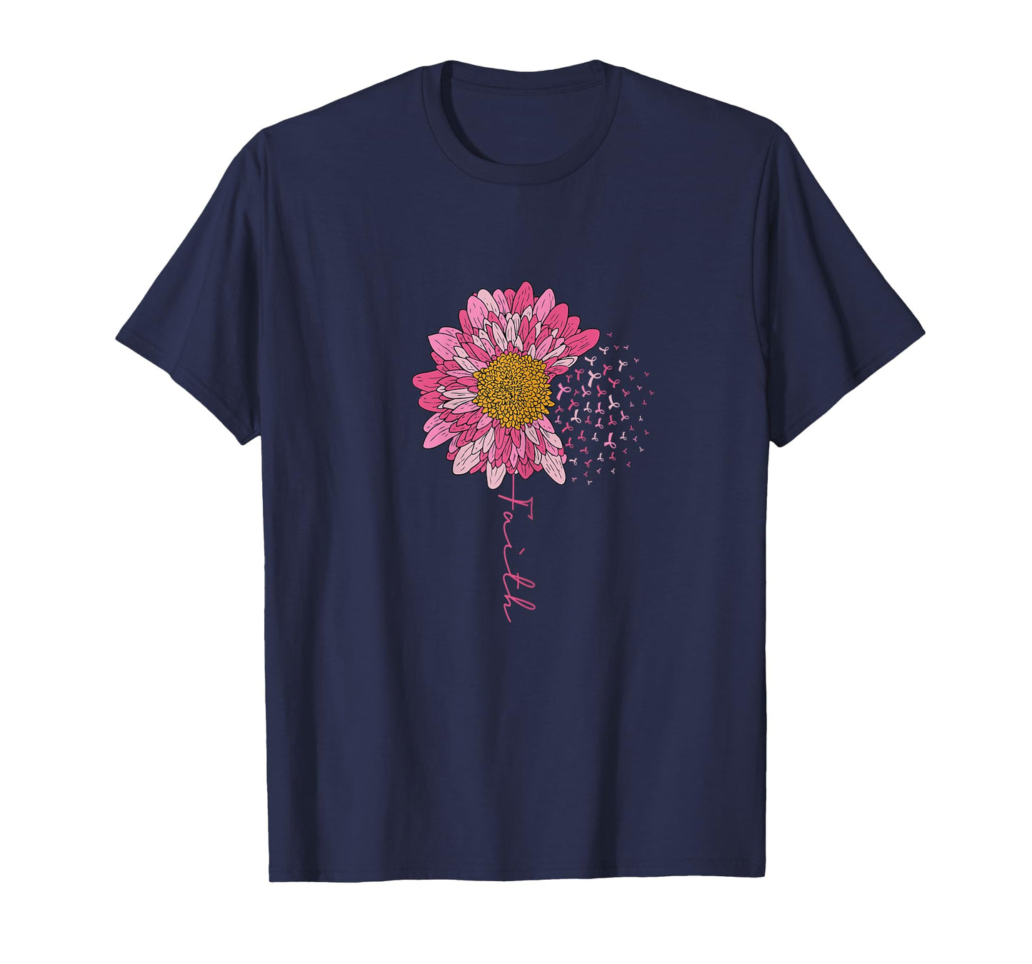 Breast Cancer Awareness Pink Ribbon Sunflower Faith Survivor T-Shirt