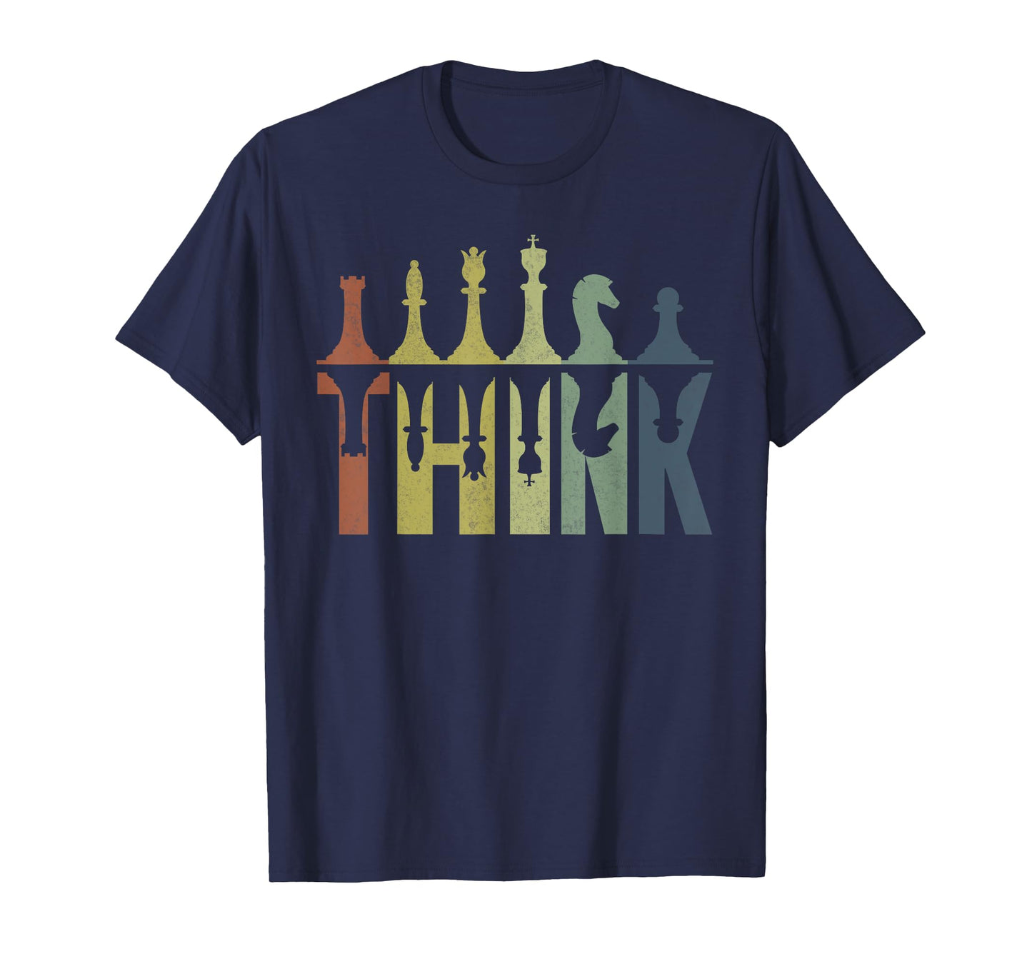 Think Retro Vintage Chess Pieces Player Gifts Chess Coach T-Shirt