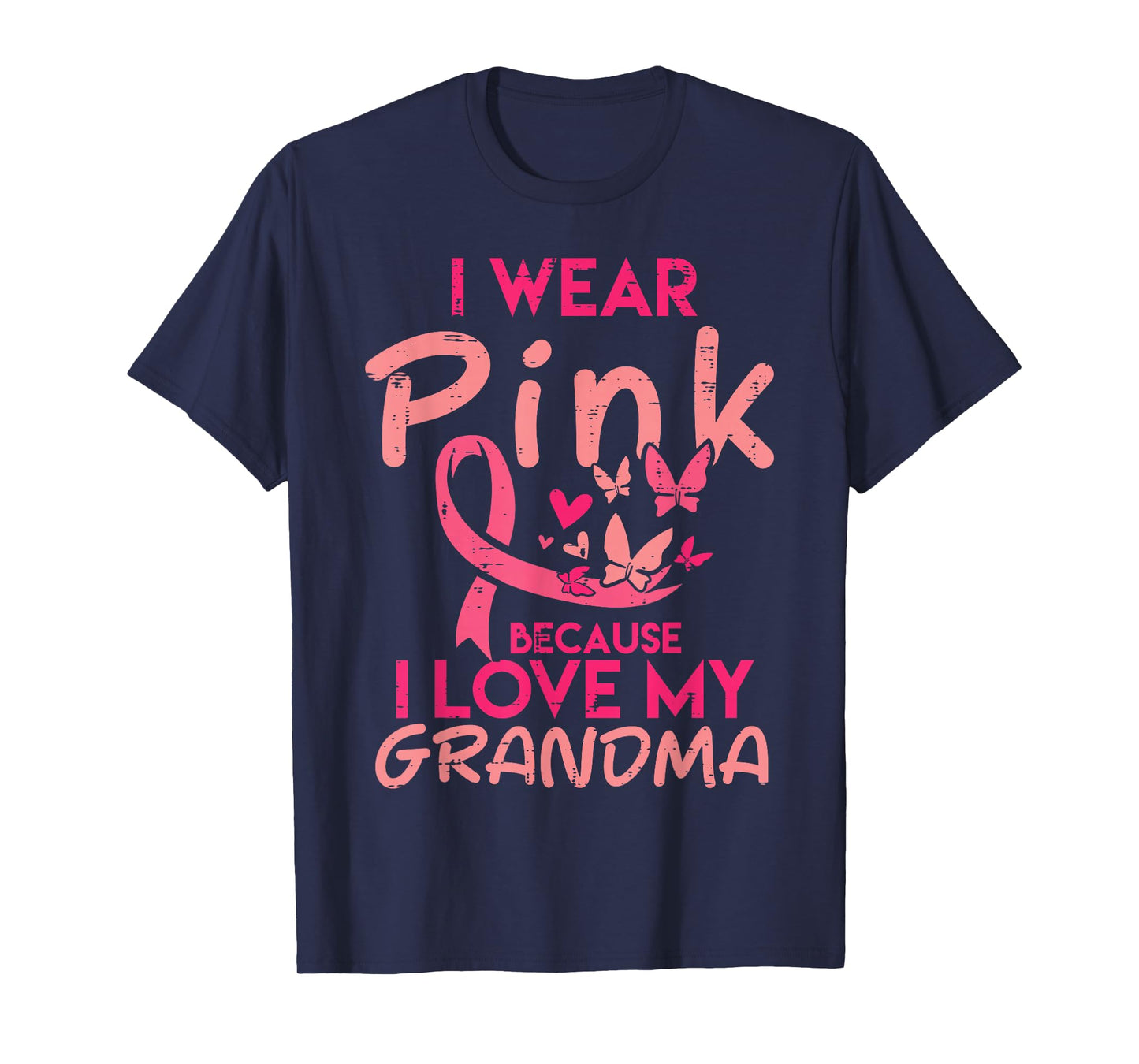 I Wear Pink Love My Grandma Breast Cancer Awareness Boy Girl T-Shirt