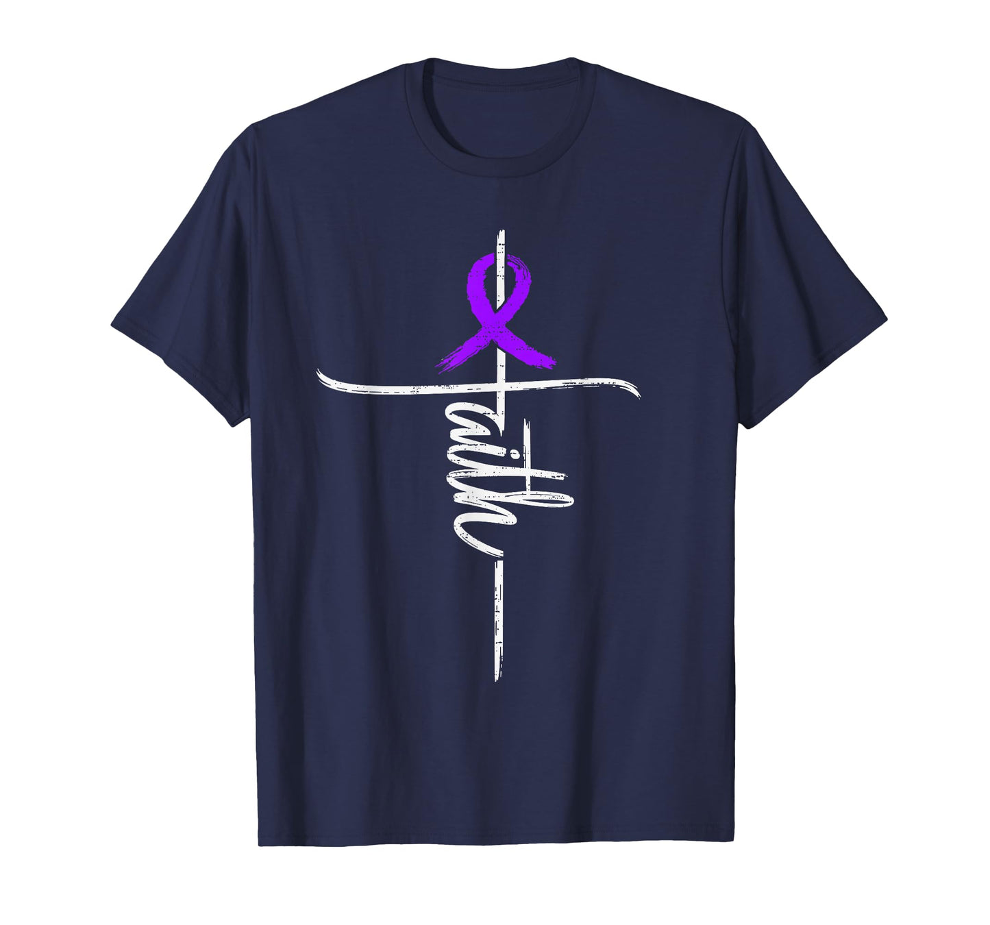 Faith Pancreatic Cancer Awareness Christian Ribbon Purple T-Shirt
