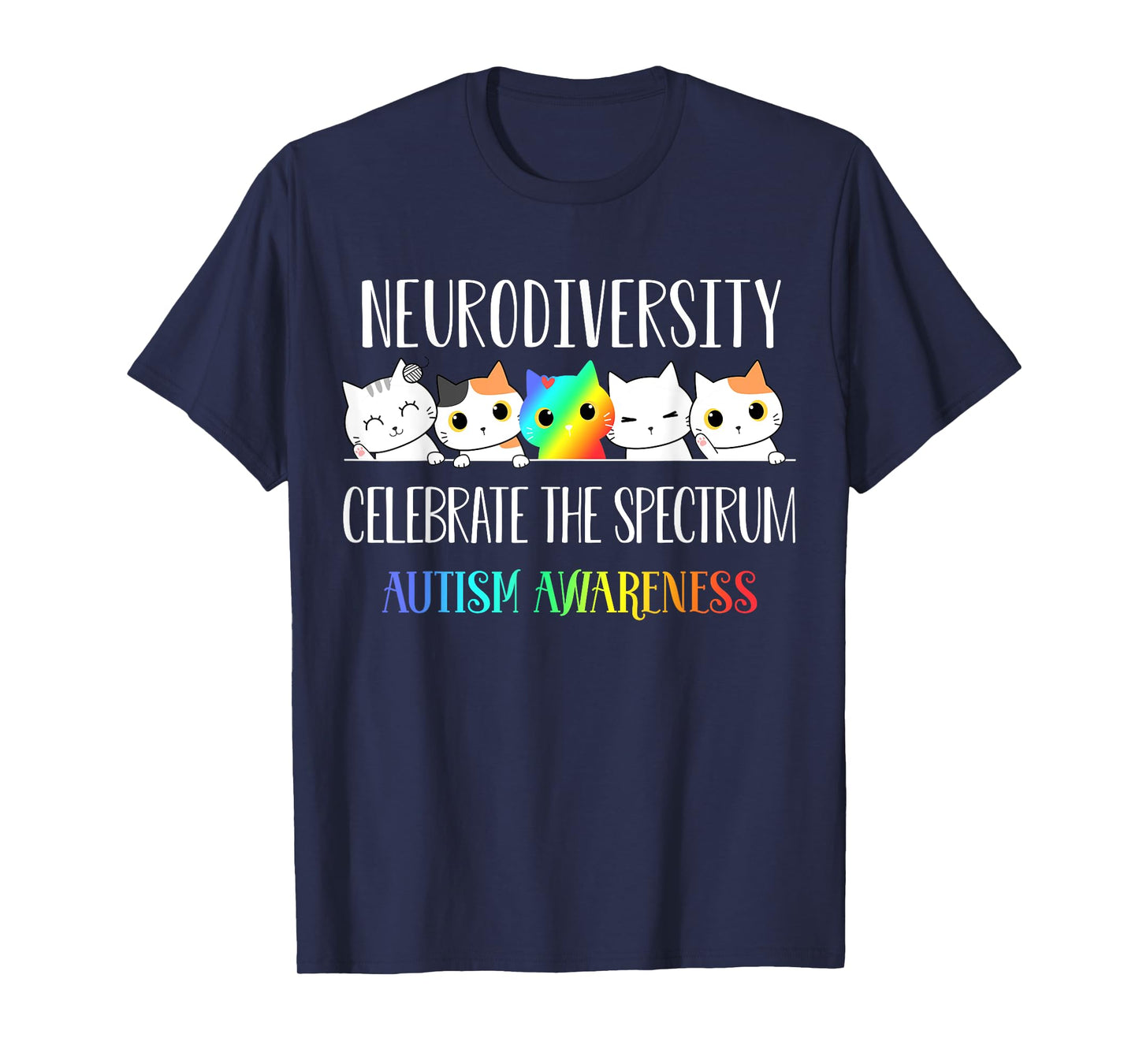 Autism Embrace Neurodiversity Celebrate the Spectrum Cat T-Shirt