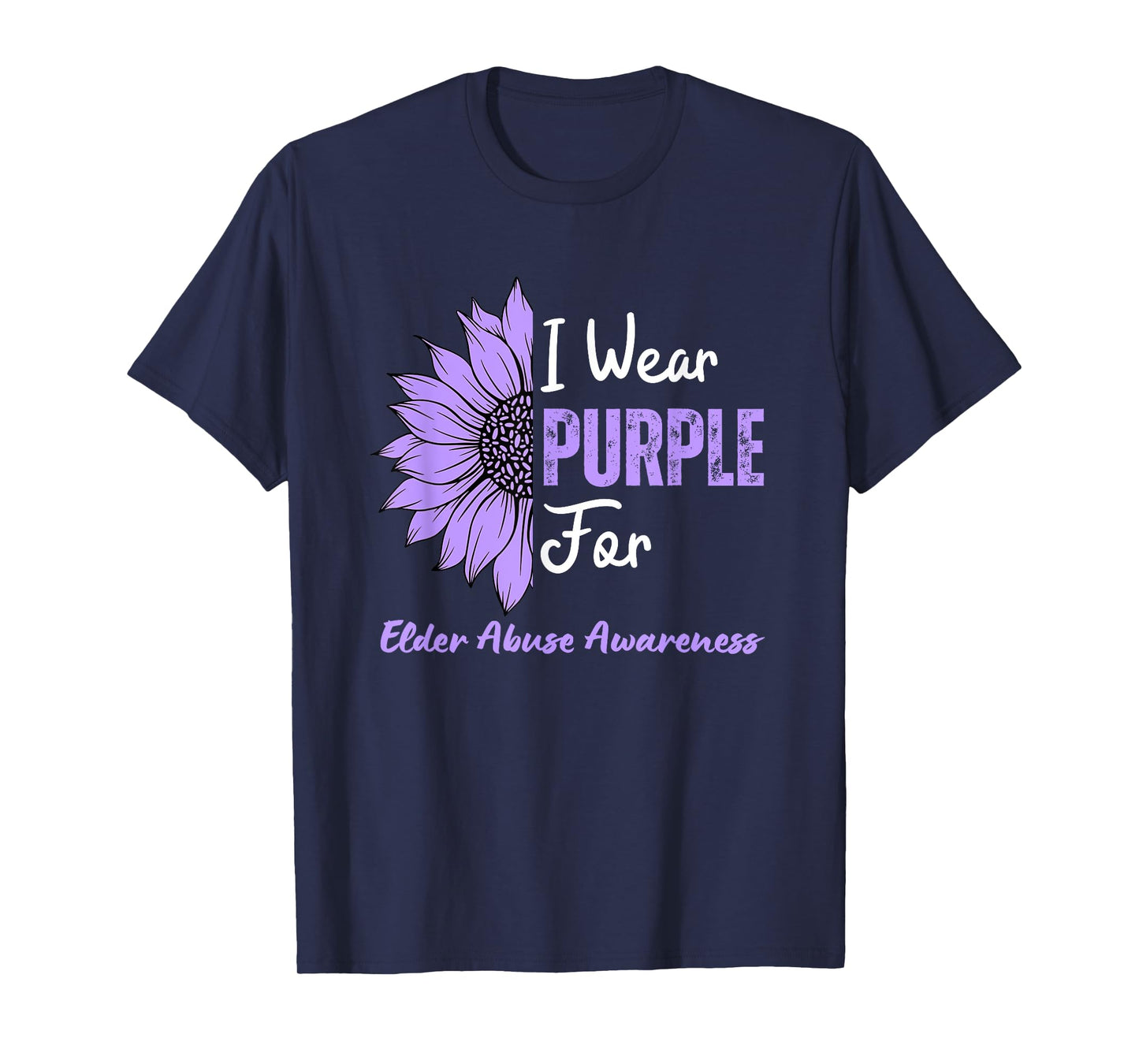 I Wear Purple For Elder Abuse Awareness Sunflower T-Shirt