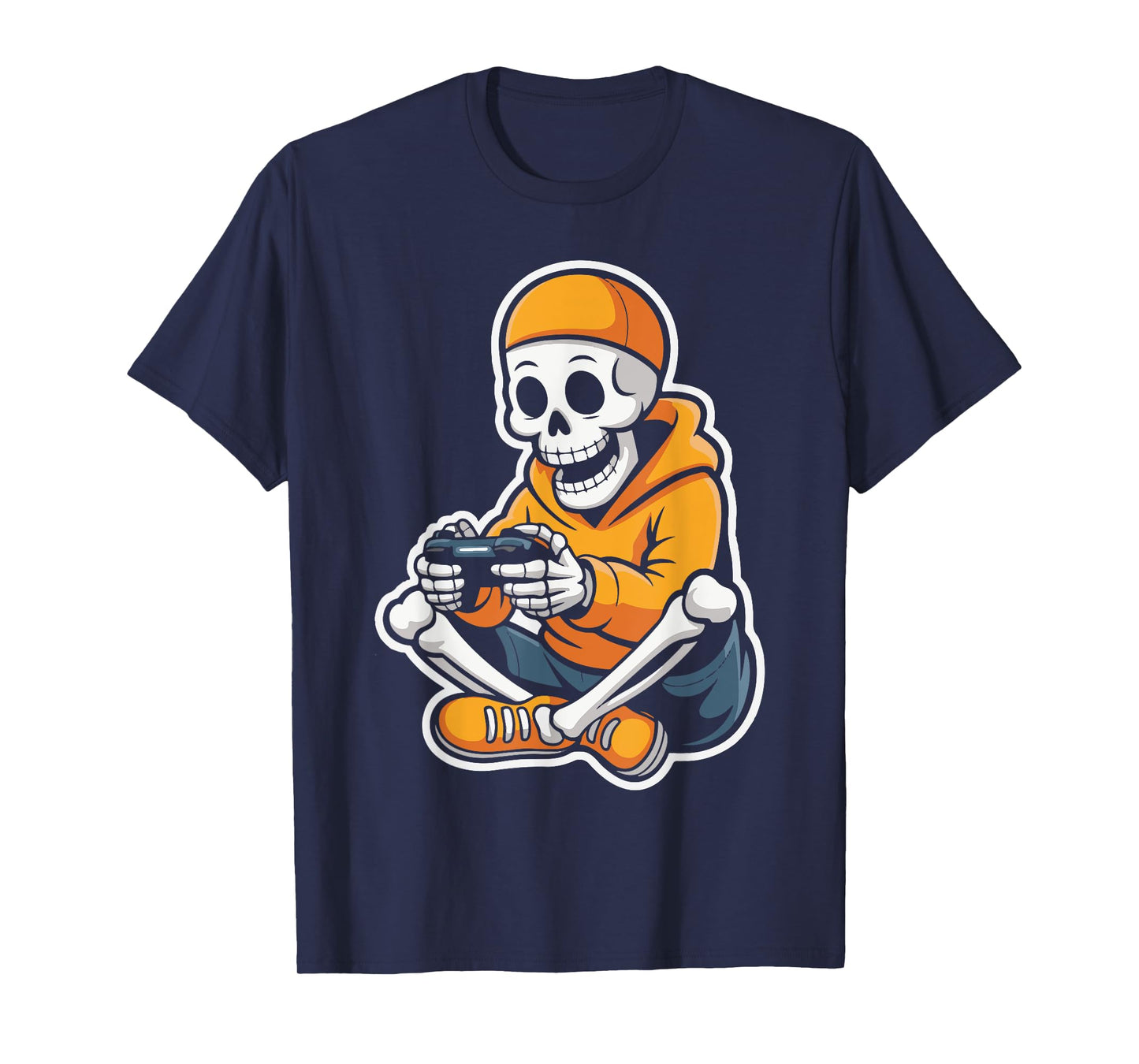 Skeleton Gamer Funny Halloween Boys Kids Video Gaming Men T-Shirt