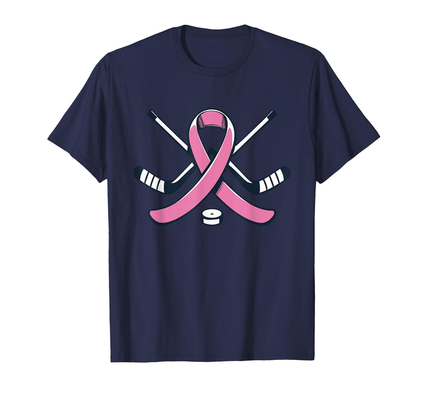 Ice Hockey Pink Ribbon Breast Cancer Awareness Sport Lover T-Shirt