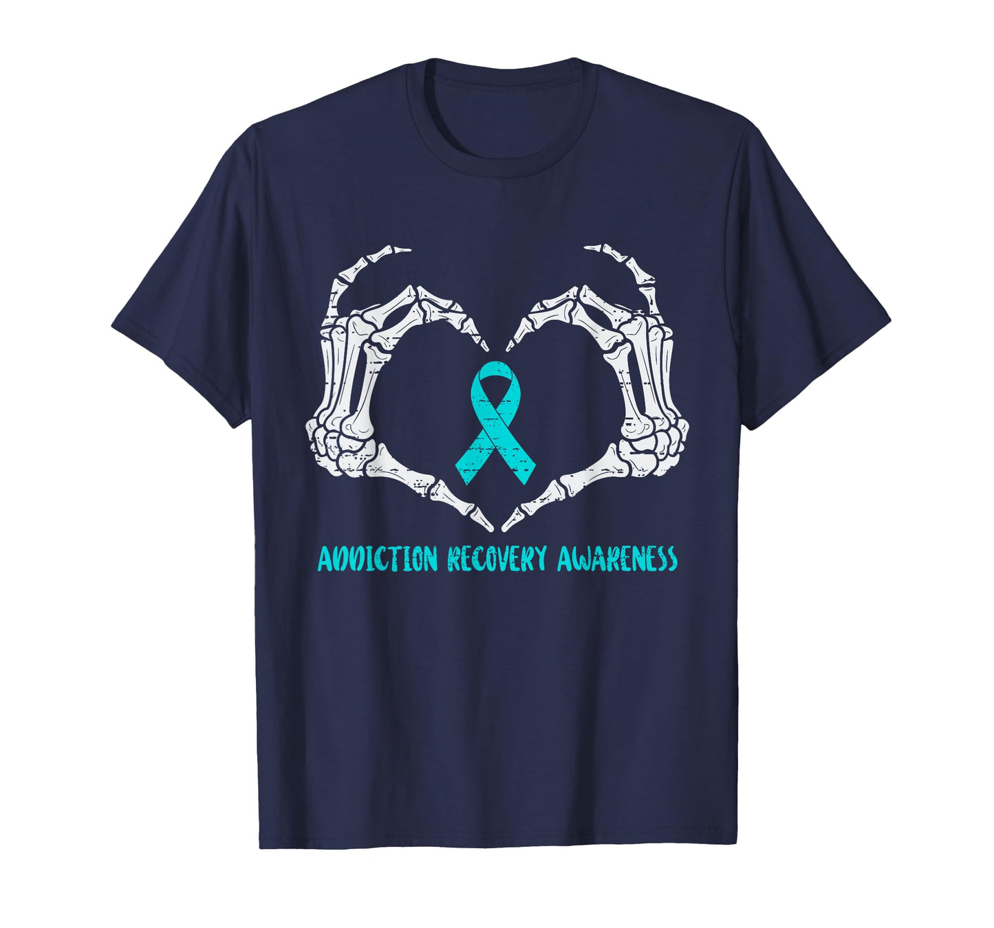 Addiction Recovery Awareness Drug Alcohol Skeleton Ribbon T-Shirt