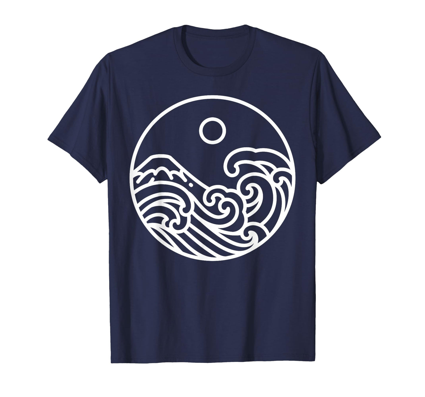 Minimal Line Art Nature Great Wave Kanagawa Drawing Artist T-Shirt