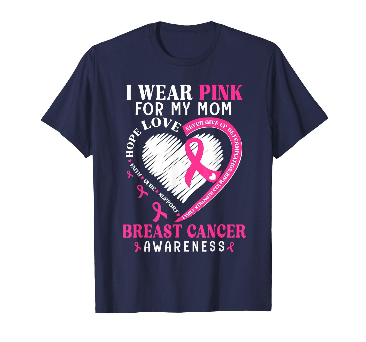 I Wear Pink for My Mom Pink Ribbon Breast Cancer Awareness T-Shirt