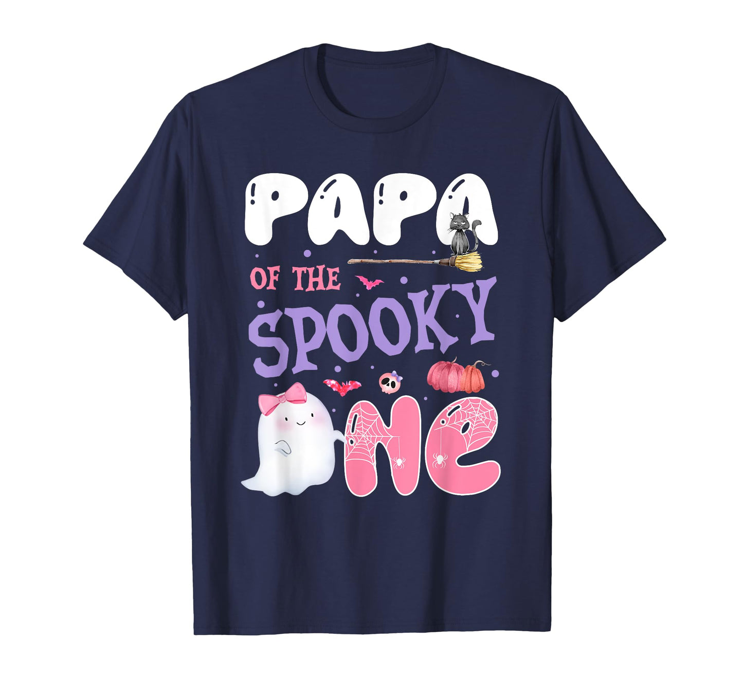 Papa Of The Spooky One 1st Birthday Halloween Pink Ghost T-Shirt