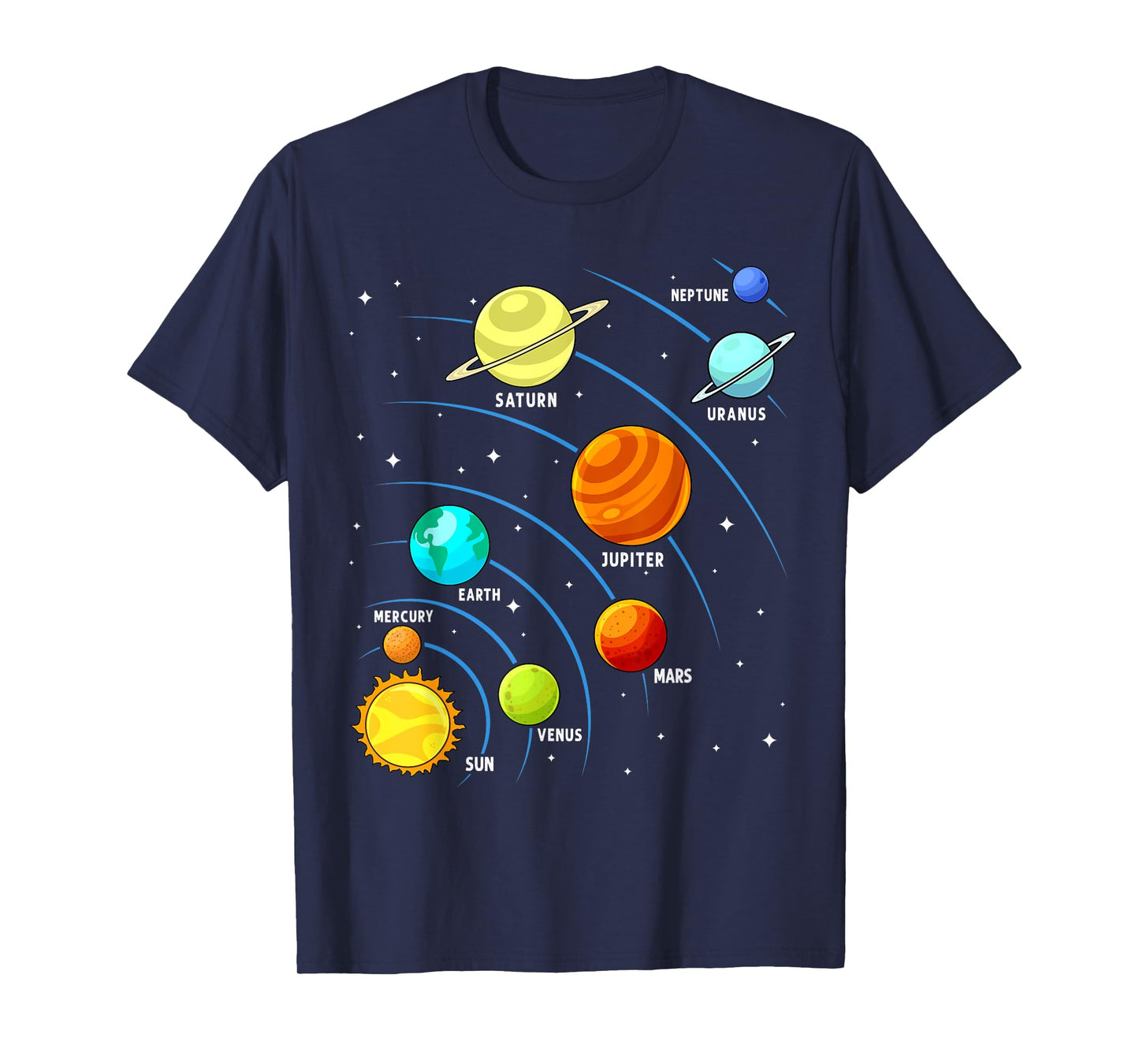 Kids Colorful Planets Solar Systems Mens Boys Space Science T-Shirt