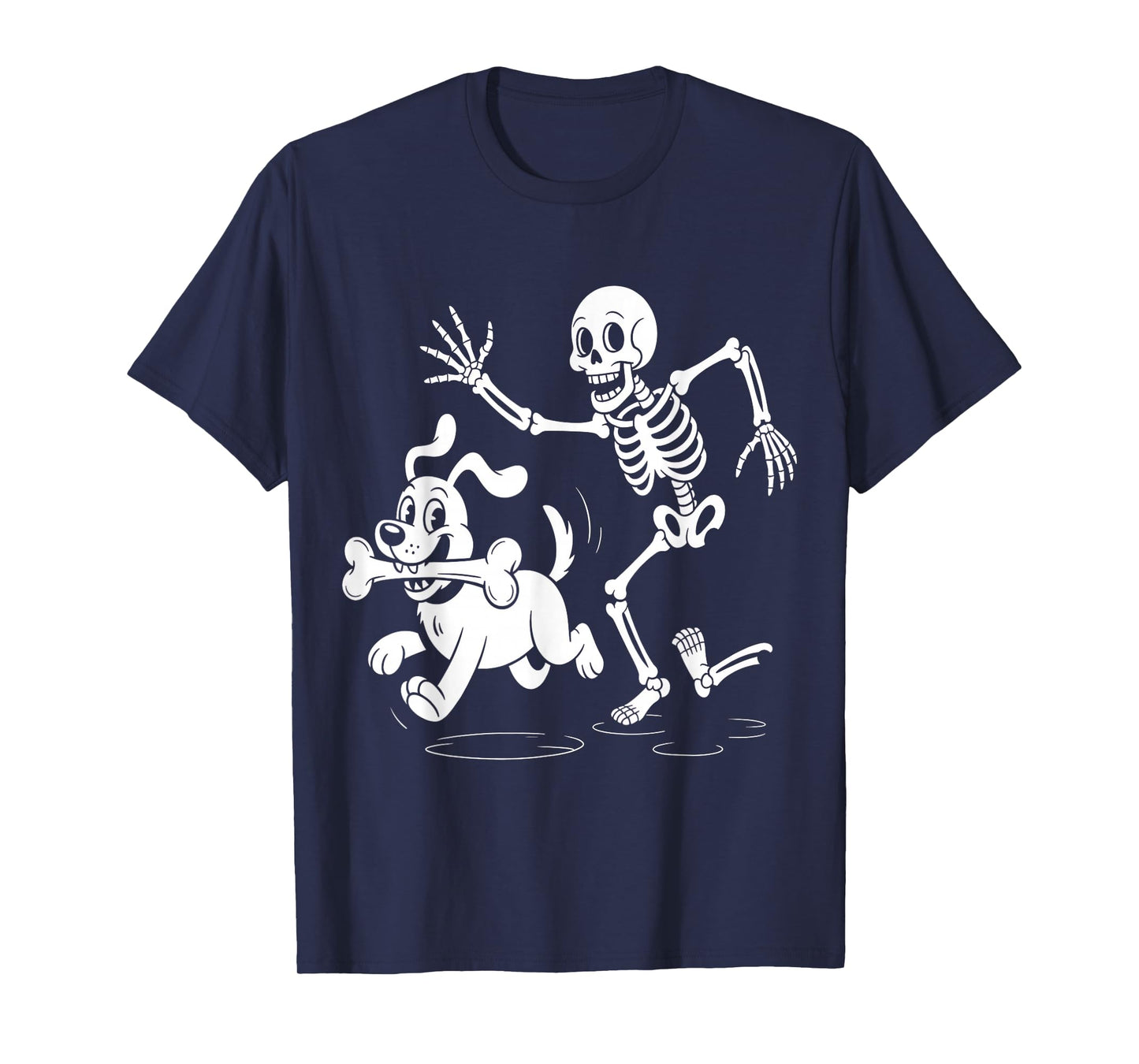 Funny Halloween Dog, Funny Skeleton Chasing Dog Men Women T-Shirt
