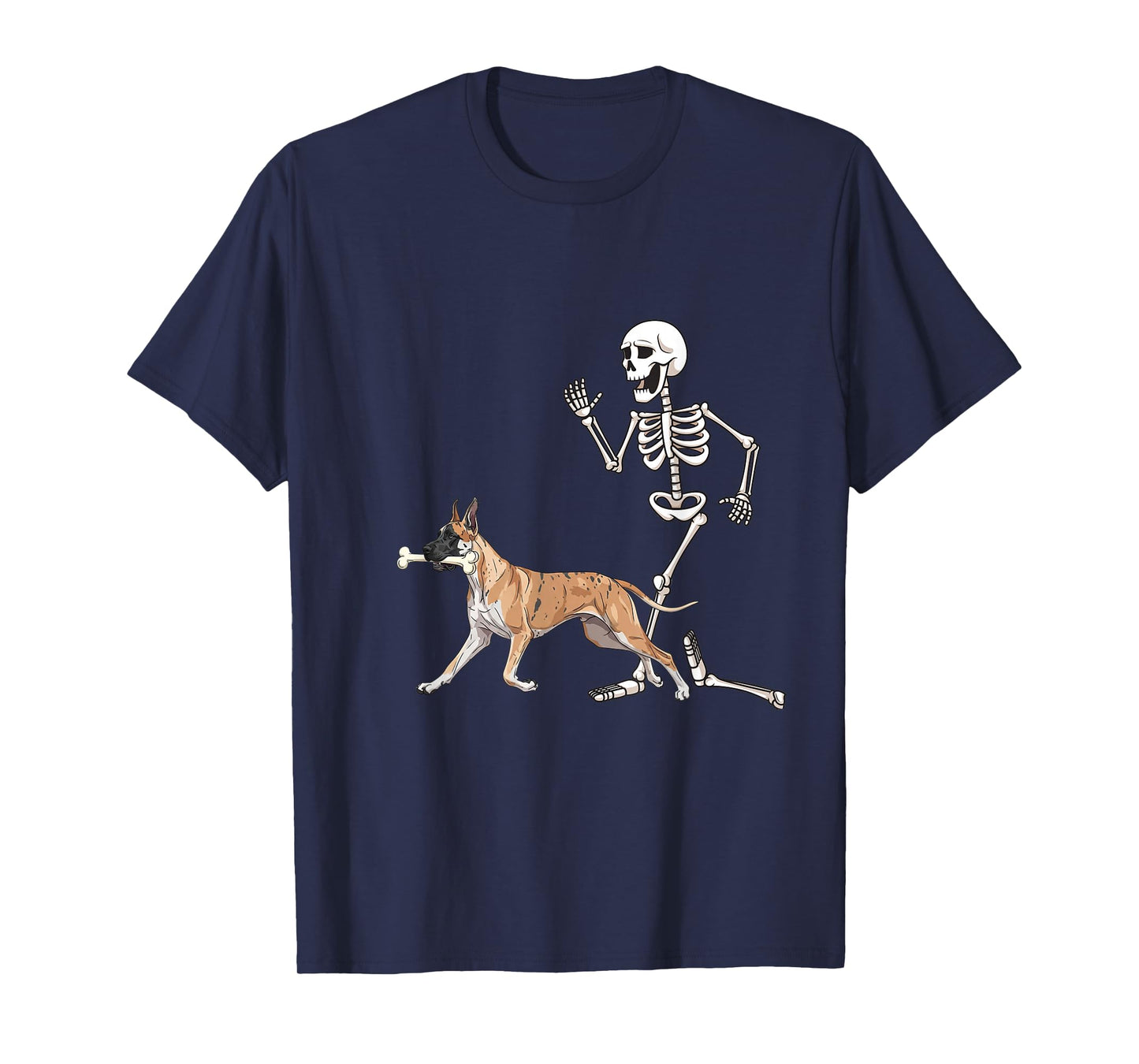 Funny Halloween Great Dane and Skeleton T-Shirt