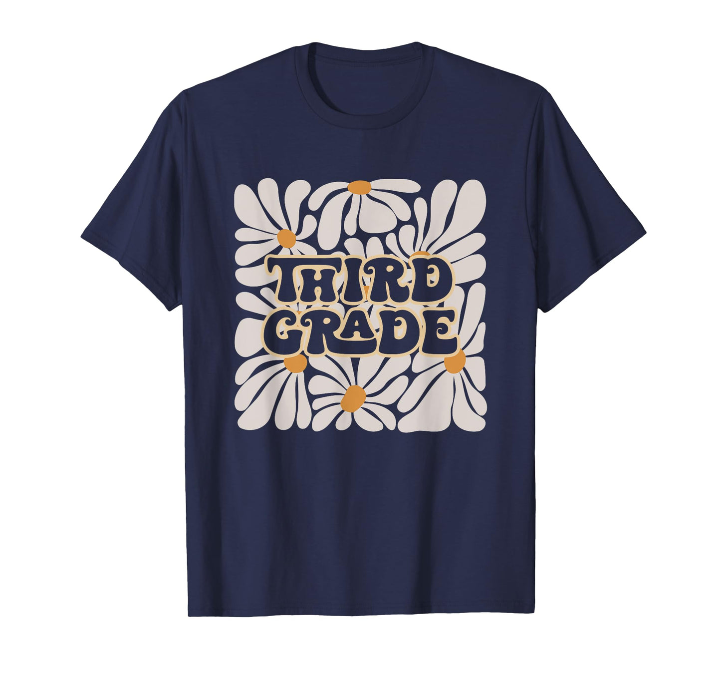 Retro Flower Power Squared Third 3rd Grade Back To School T-Shirt