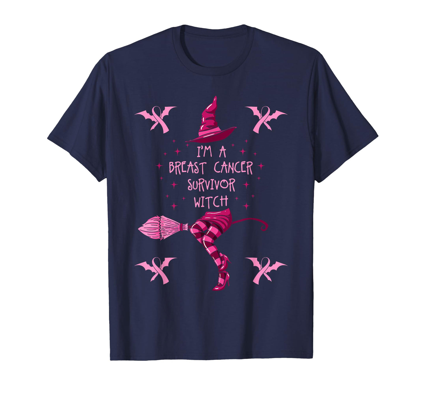 Breast Cancer Halloween Party Witch Pink Ribbon Survivor T-Shirt