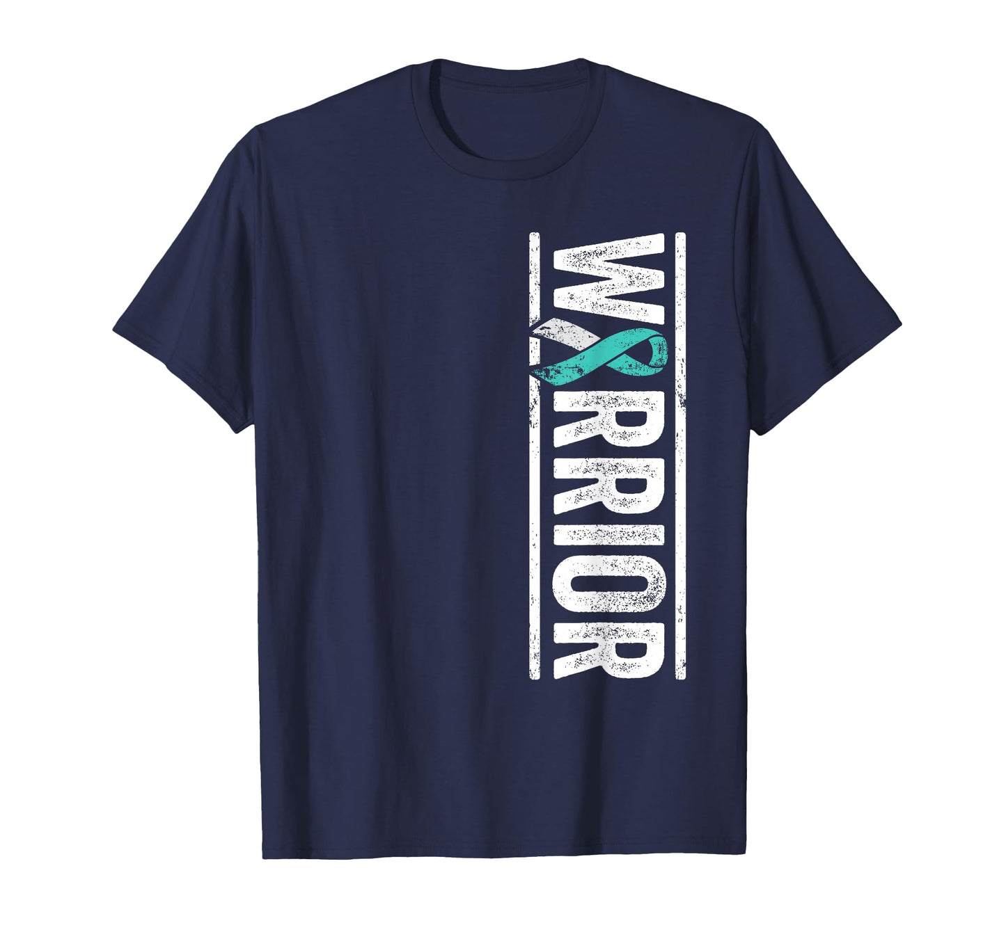 Cervical Cancer Warrior - Sideways Teal Awareness Ribbon T-Shirt