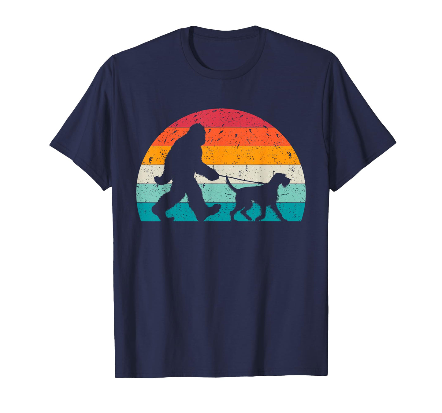 Bigfoot Walking a Dog Funny German Wirehaired Pointer Lovers T-Shirt