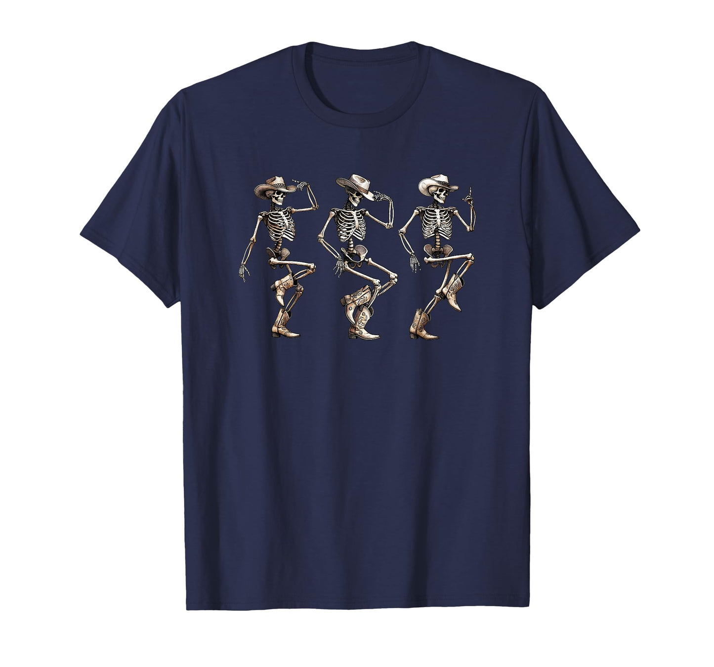 Skeleton Cowboys Line Dancing Humorous Halloween Holiday T-Shirt