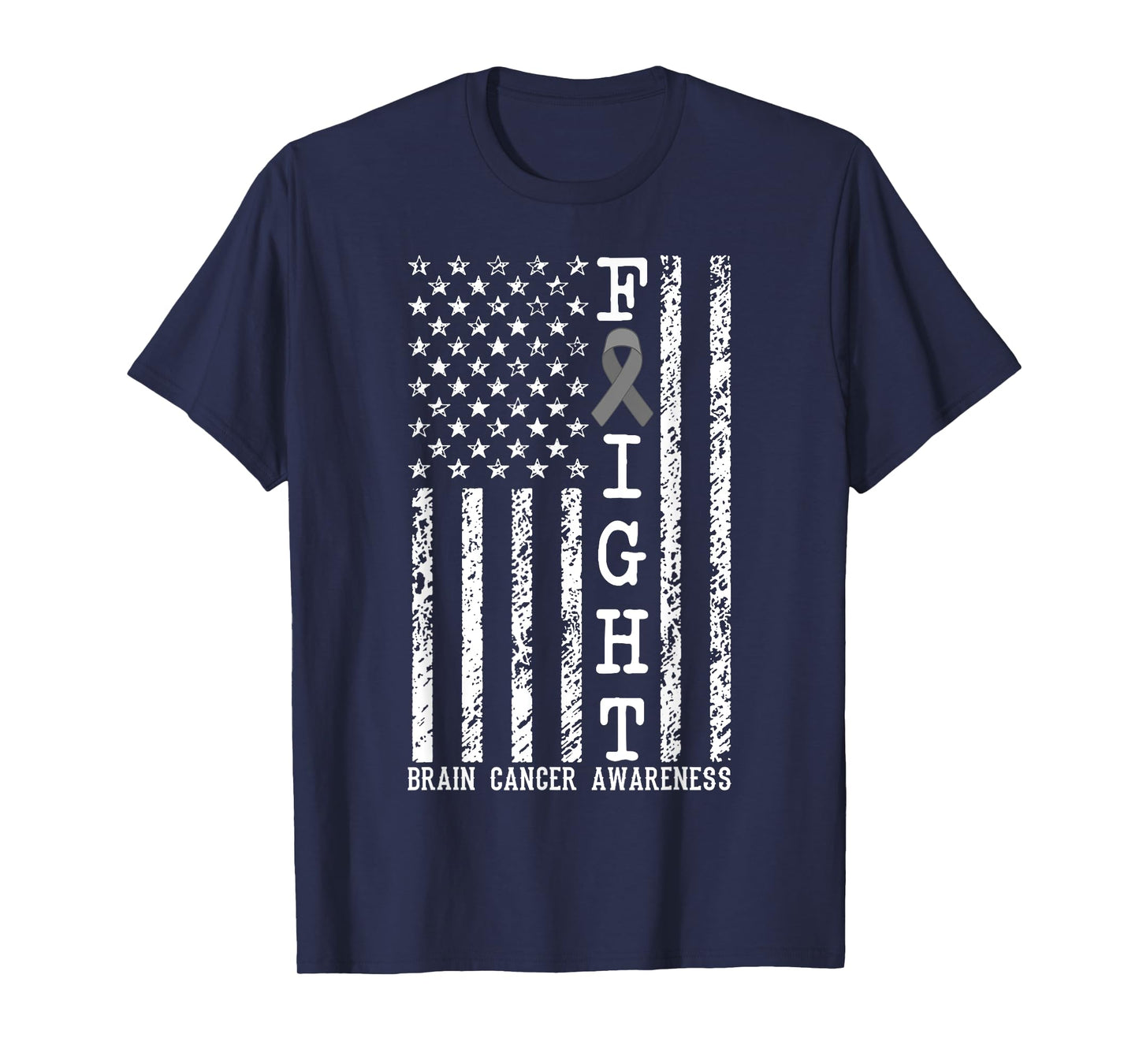Fight Brain Cancer Awareness American Flag United States T-Shirt