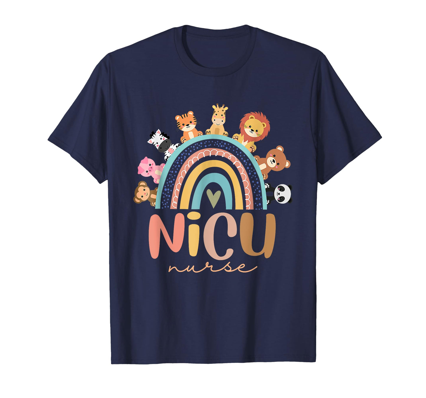 Nicu Nurse Rainbow Animal Neonatal Nicu Nurse Appreciation T-Shirt