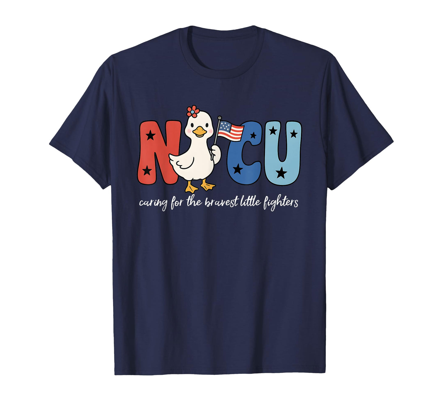 4th of July NICU Nurse Goose, NICU Nurse American Flag Tees T-Shirt