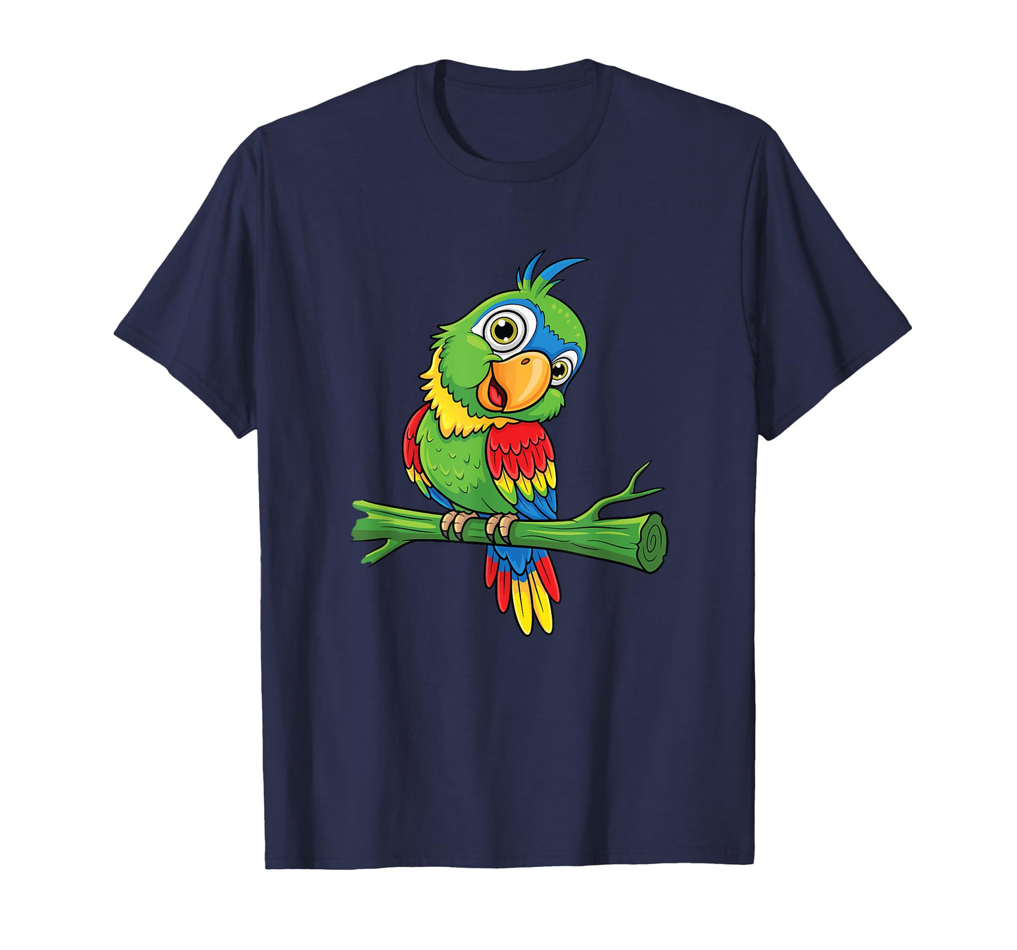 Cute Colorful Cartoon Parrot Bird Tropical Jungle Art T-Shirt