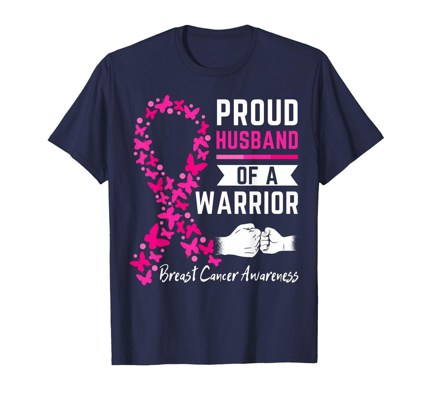 Proud husband of a warrior Wife Breast cancer awareness T-Shirt