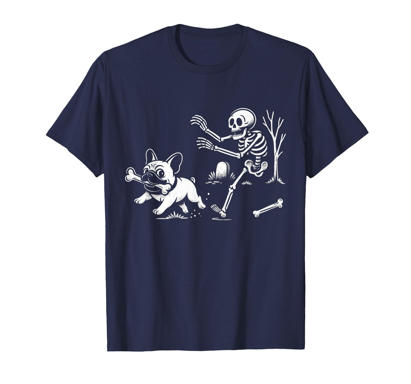 French Bulldog Skeleton Dog Halloween Fun Men Women Kids T-Shirt