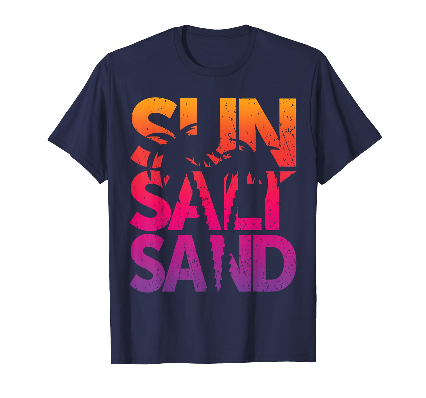 Sun Salt Sand Summer Beach Vibes Vacation Palm Tree Retro T-Shirt