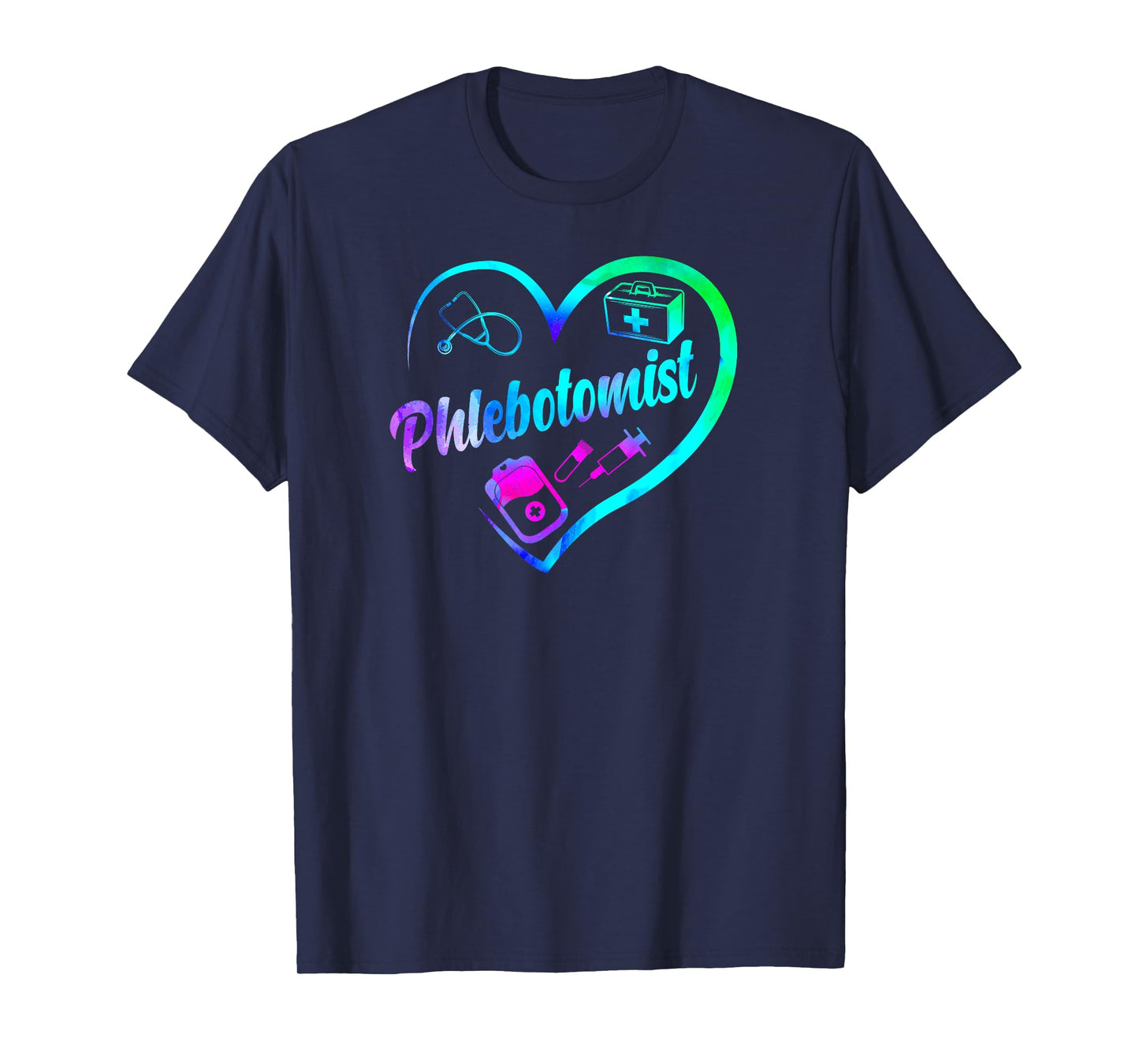 Phlebotomist Tech Technician Heart Watercolor T-Shirt