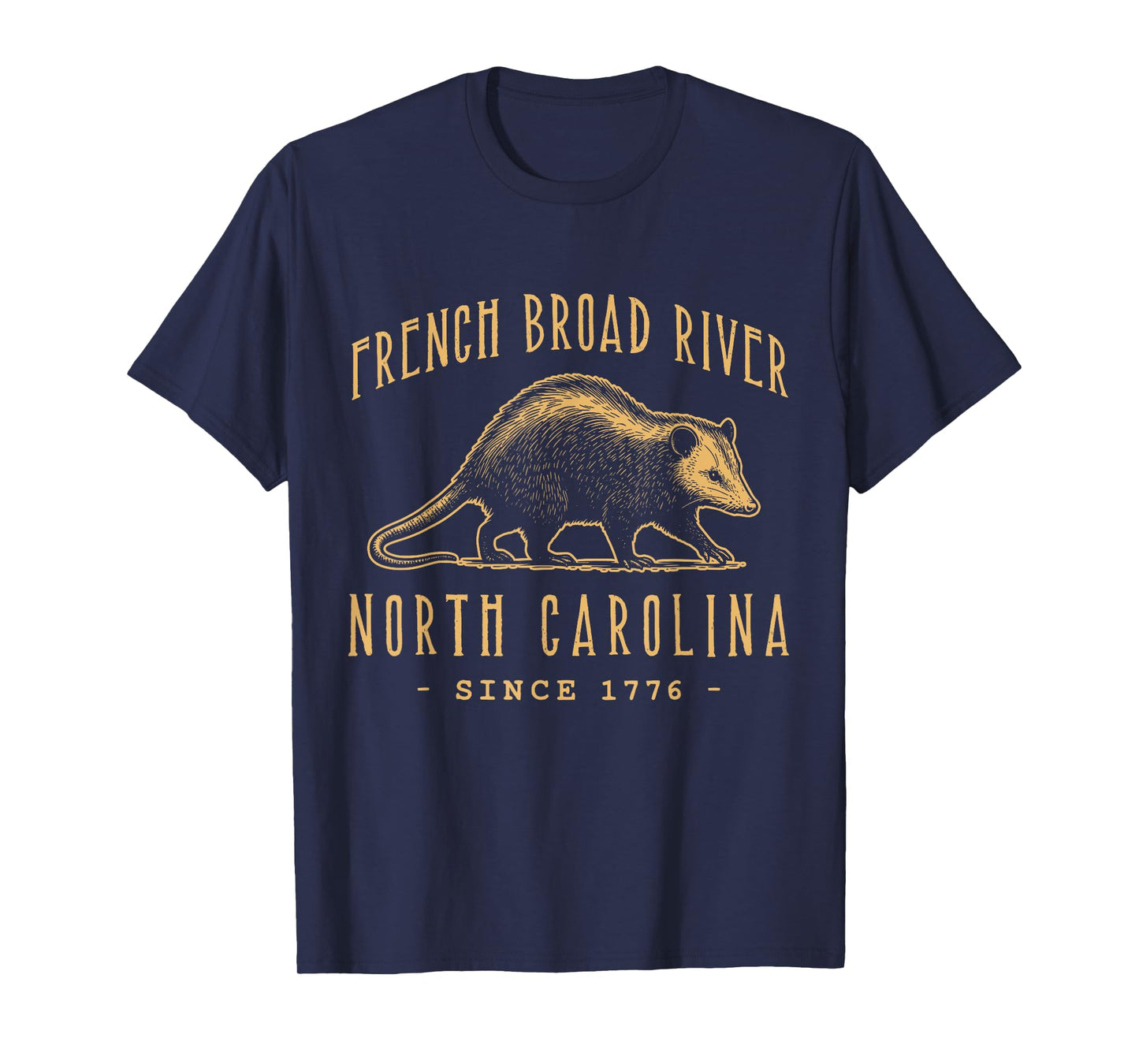 French Broad River, NC. Opossum Vintage Design T-Shirt