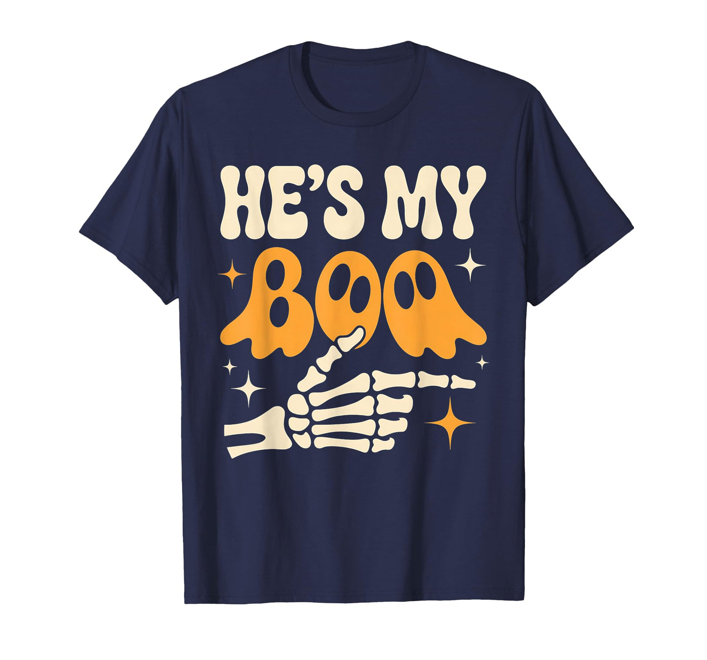 Funny He's My Boo Skeleton Matching Couple Halloween T-Shirt