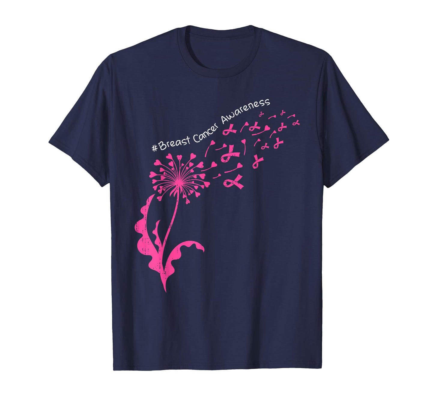 Dandelion Breast Cancer Awareness Pink Ribbon Support Womens T-Shirt