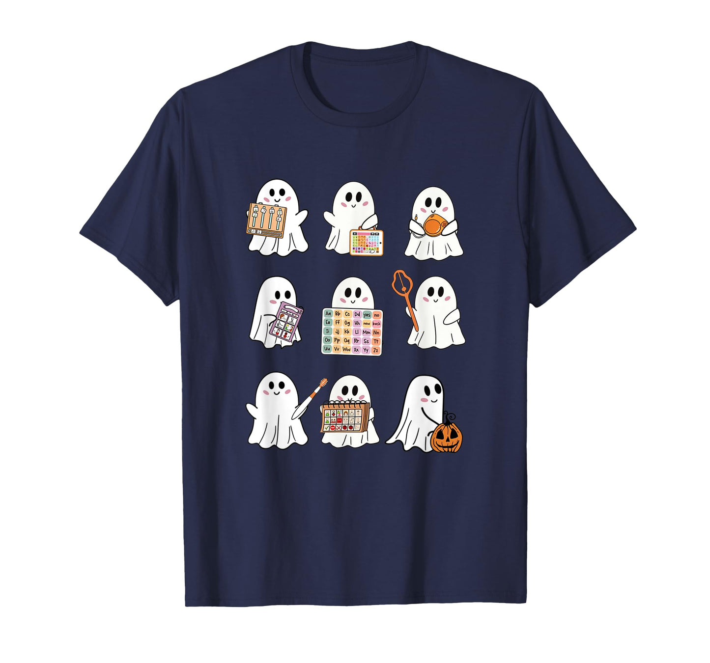 Retro SLP Ghost Halloween Speech Therapy Autumn Fall T-Shirt
