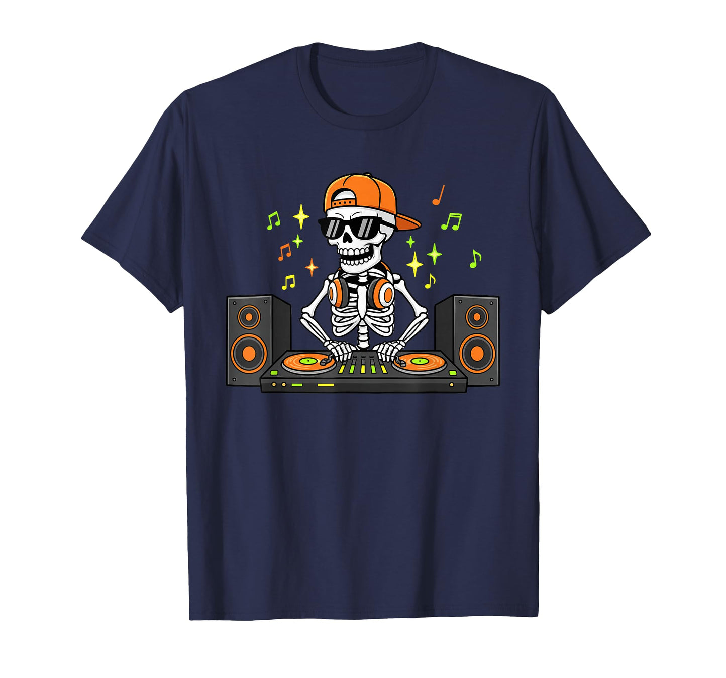 DJ Skeleton Mixing Decks Rave Halloween EDM T-Shirt