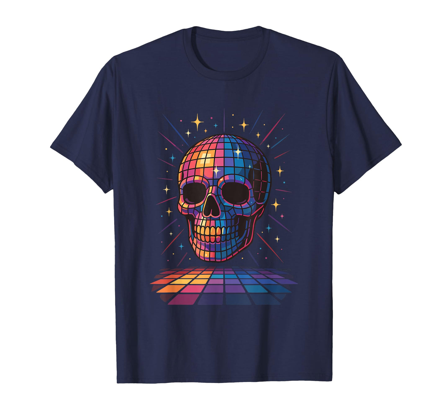 Disco Ball Skull Retro Humor Dance Party Dark Aesthetic T-Shirt