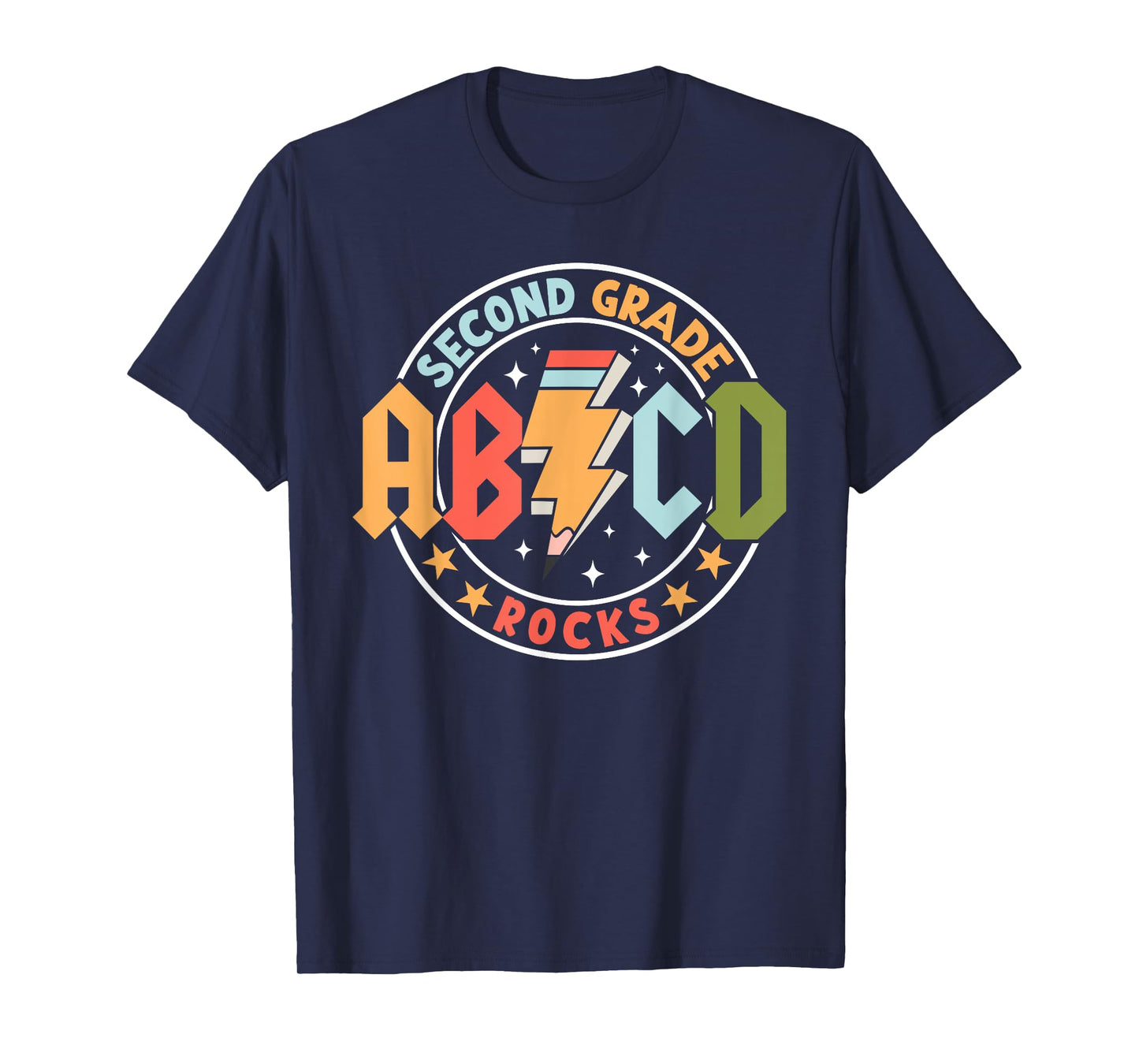 ABCD 2nd Grade Rocks Pencil Lightning Teachers Rock Boys T-Shirt