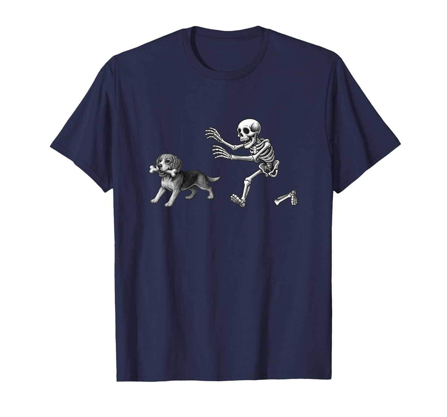 Funny Skeleton Chasing Beagle Dog Halloween Dogs Lover T-Shirt