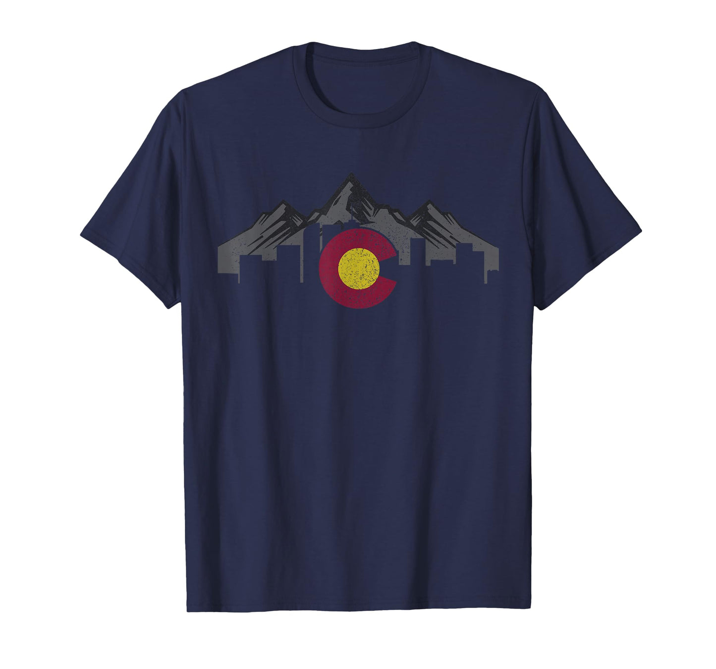 Colorado Mountains Flag Denver Skyline Souvenir Gift T-Shirt