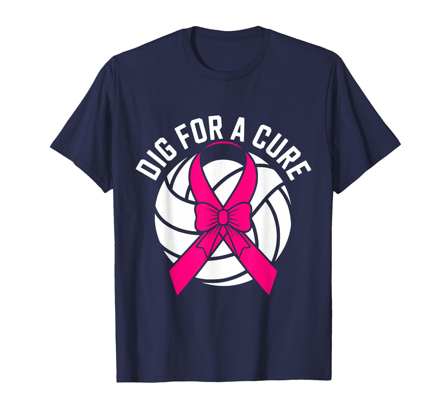Dig For Cure Breast Cancer Awareness Pink Ribbon Volleyball T-Shirt