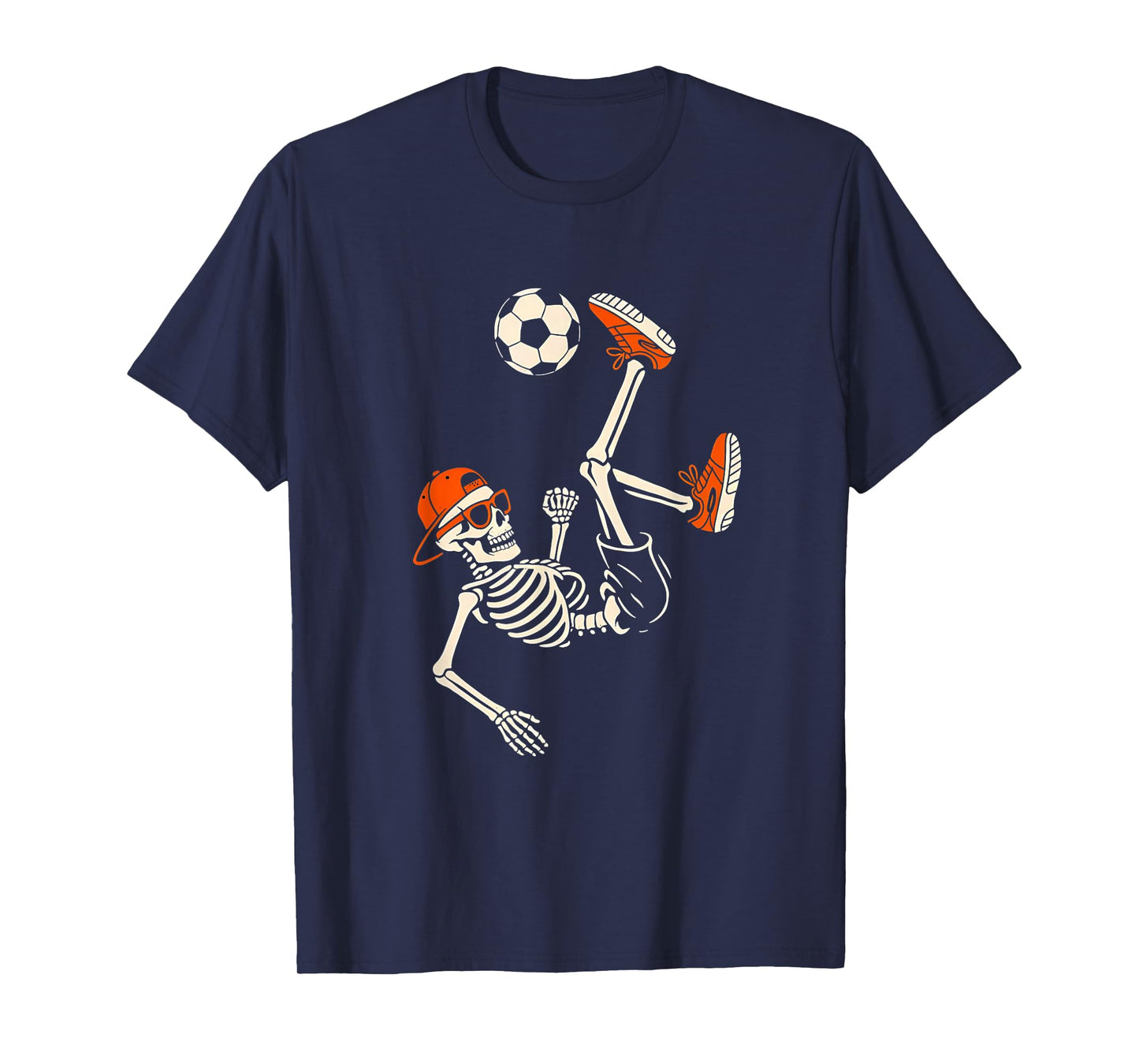 Halloween Skeleton Funny Soccer Shirt for Teens Boys Men T-Shirt