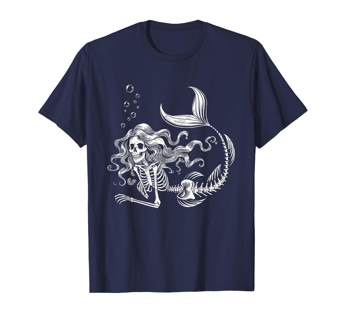 Funny Mermaid Skeleton Halloween Costume Women Girls Kids T-Shirt