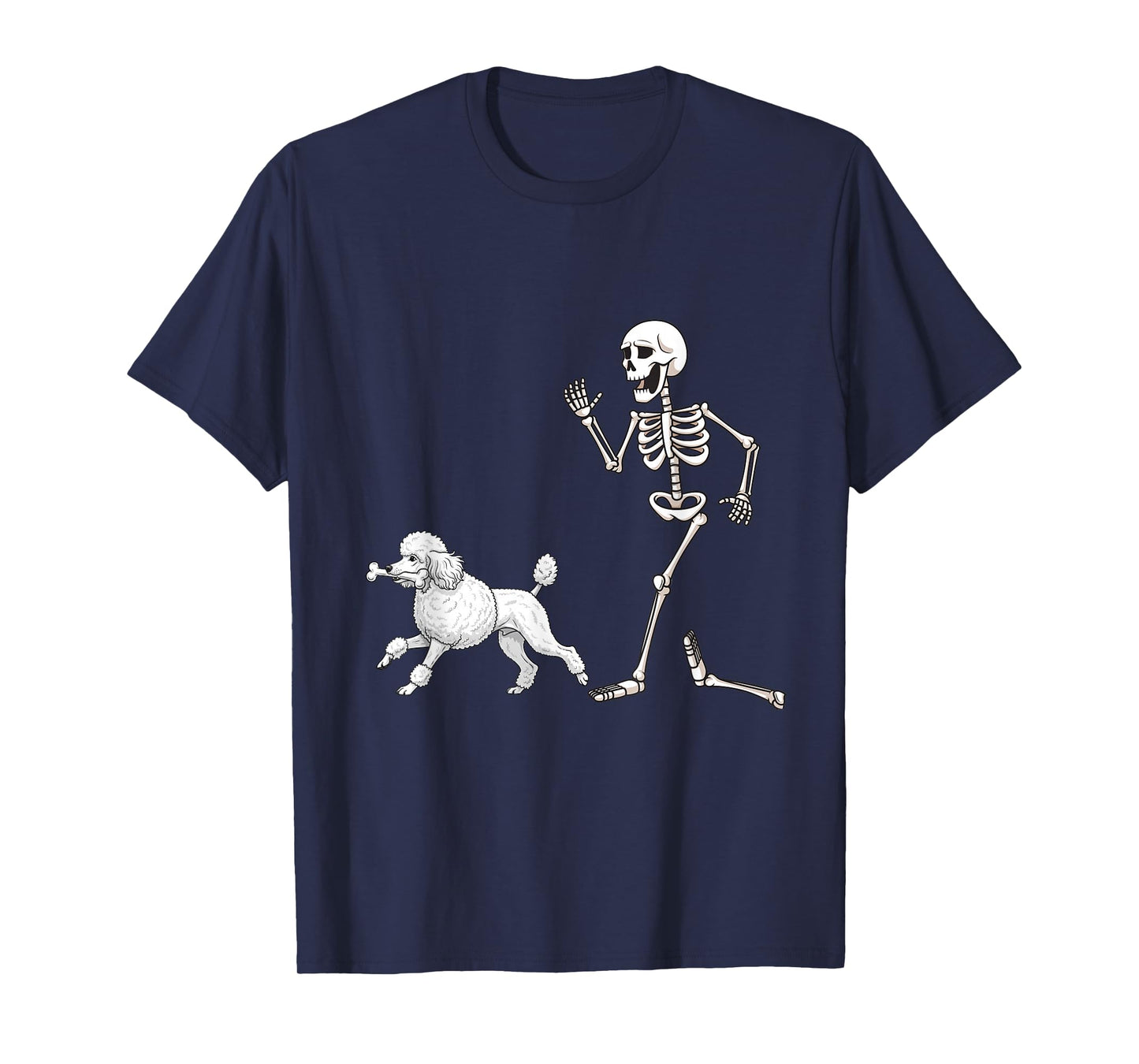 Funny Halloween Poodle and Skeleton T-Shirt