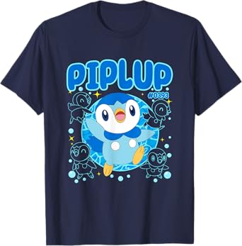 Pokémon Cute Happy Piplup #0393 Collage Big Chest Poster T-Shirt