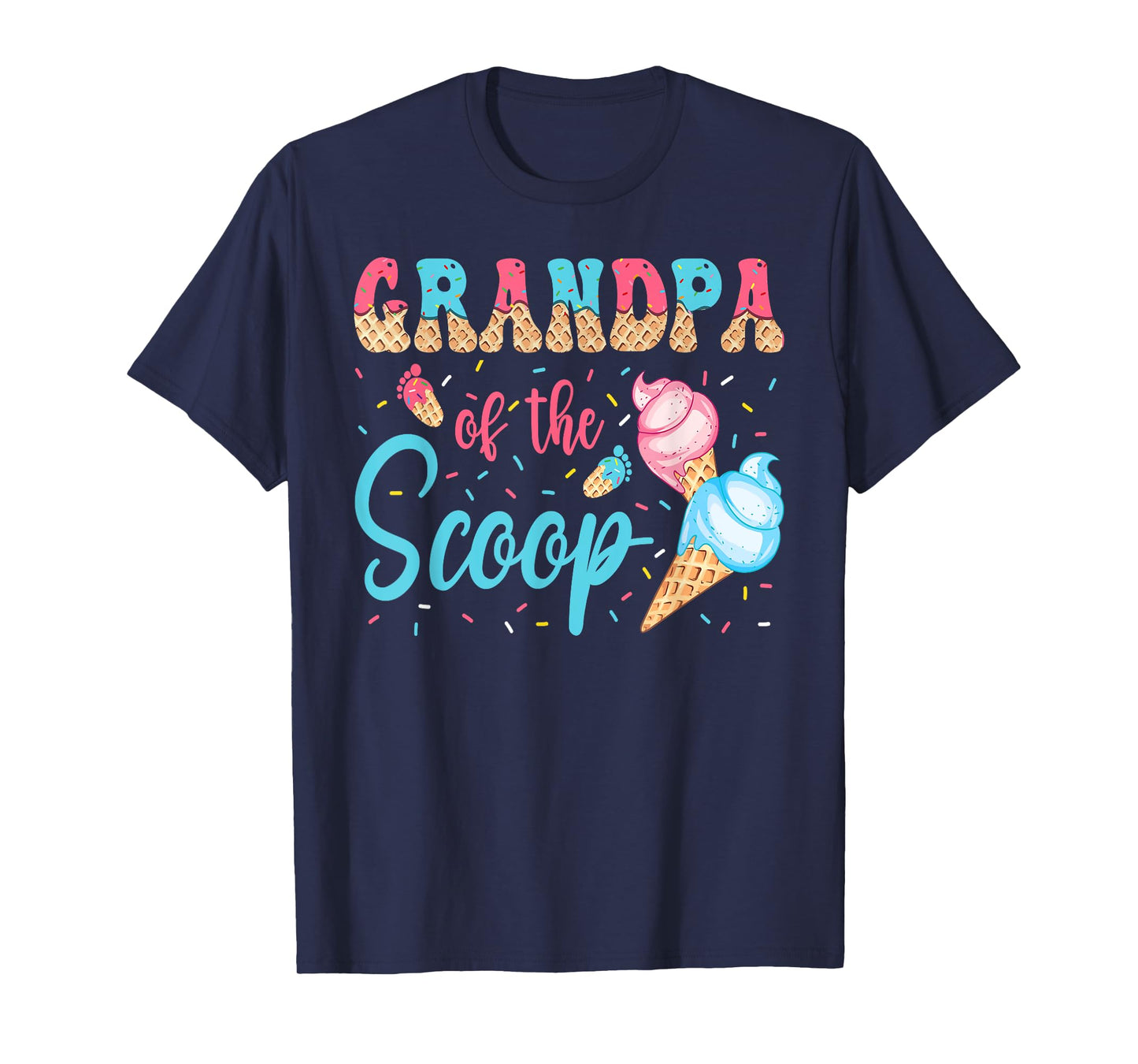 Grandpa Of The Scoop Ice Cream Gender Reveal Baby Shower T-Shirt