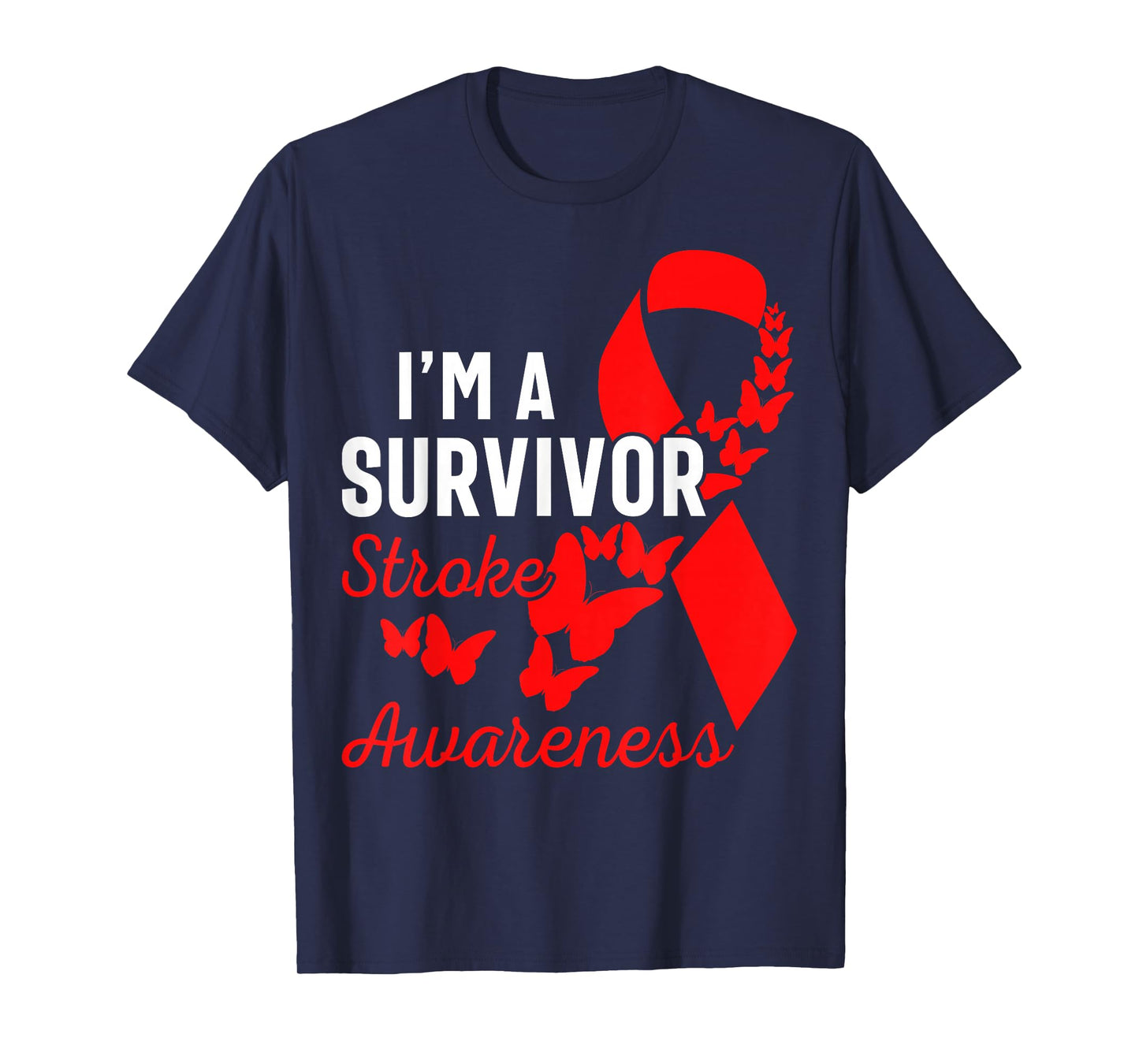 I'm A Stroke Survivor Red Ribbon Stroke Fighter Awareness T-Shirt