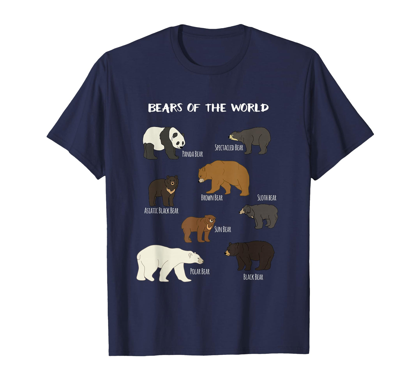Bears Of The World Grizzly Bear Panda Black Polar T Shirt T-Shirt