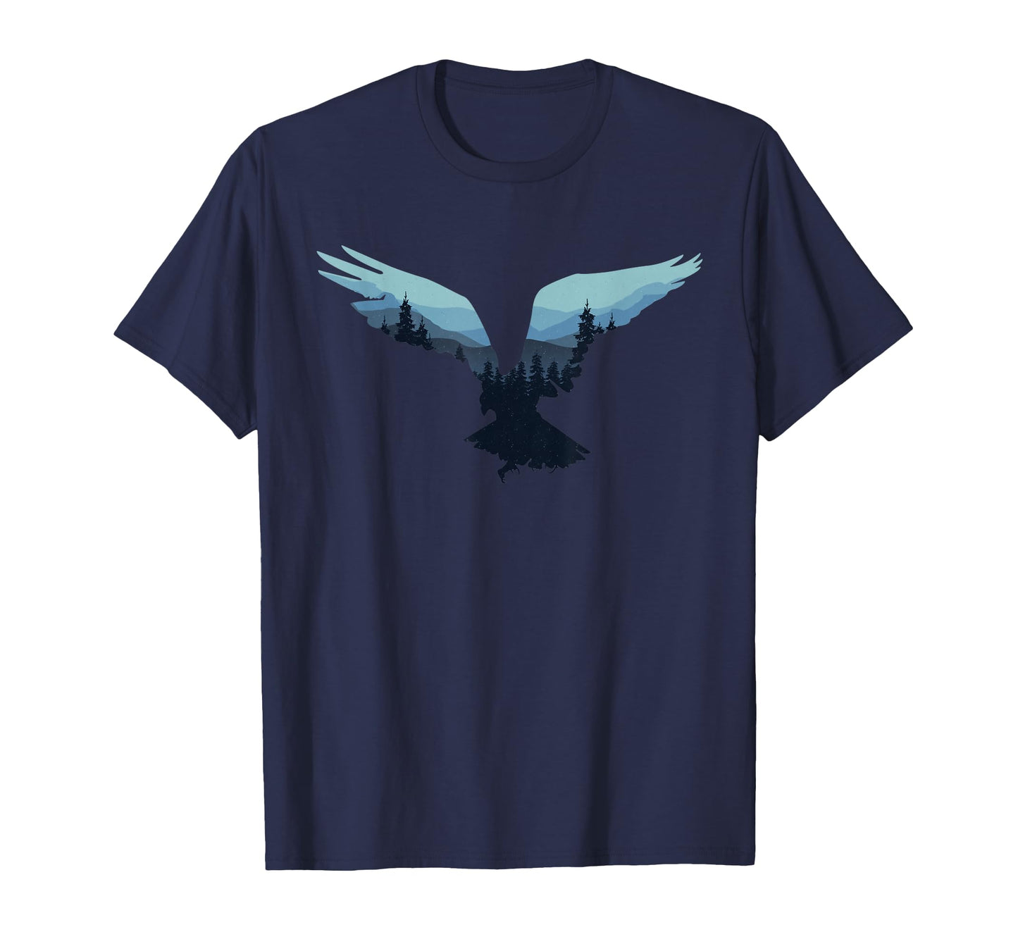Beautiful Flying Eagle Night Sky Forest Bird Silhouette T-Shirt